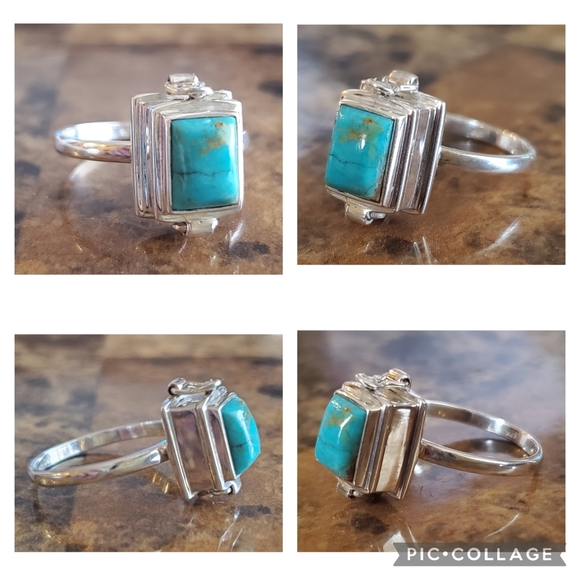 Genuine Kingman Blue Mojave Turquoise Poison Box Ring Size 9 - Picture 7 of 8